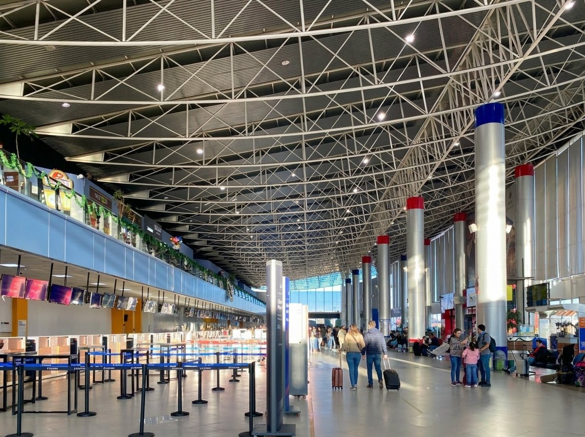 Sala de llegadas del Aeropuerto Internacional de El Alto, en La Paz (Bolivia), con viajeros