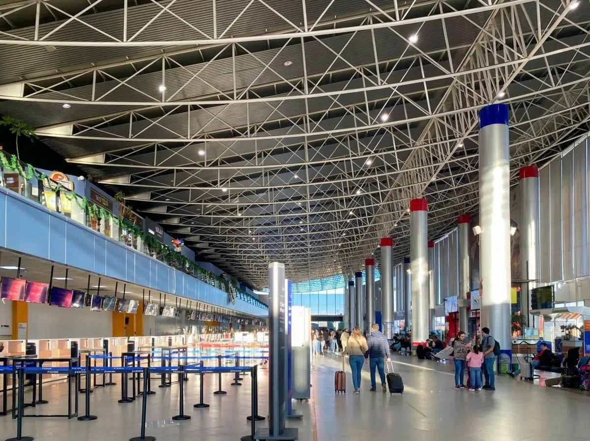 Arrival hall at El Alto International Airport La Paz Bolivia with travelers